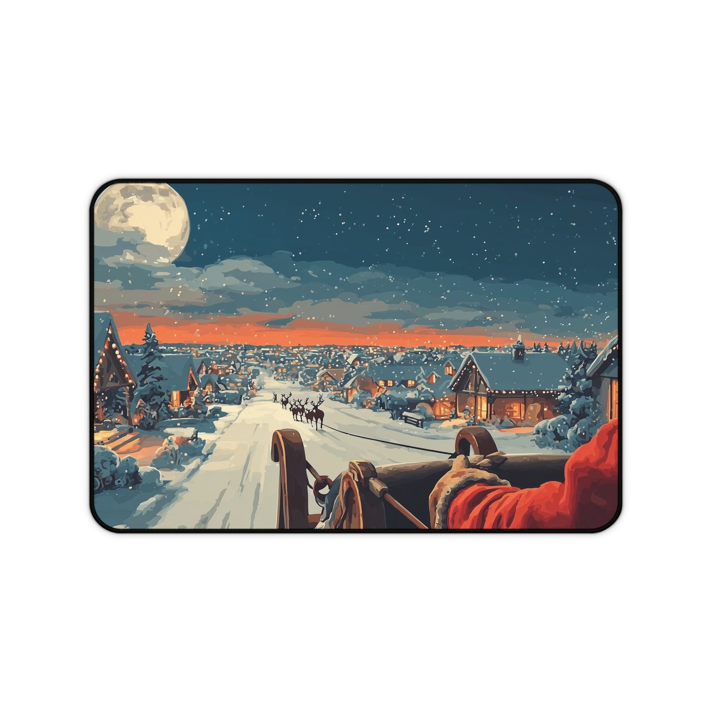 Christmas Night Desk Mat, Santa Winter Desk Pad
