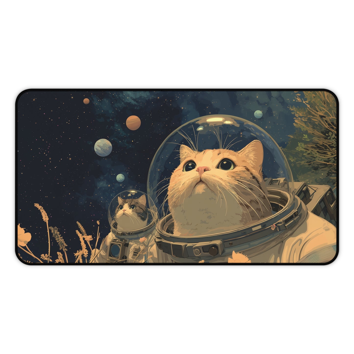 Funny Astronaut Cats Desk Mat for Gaming & Office Decor