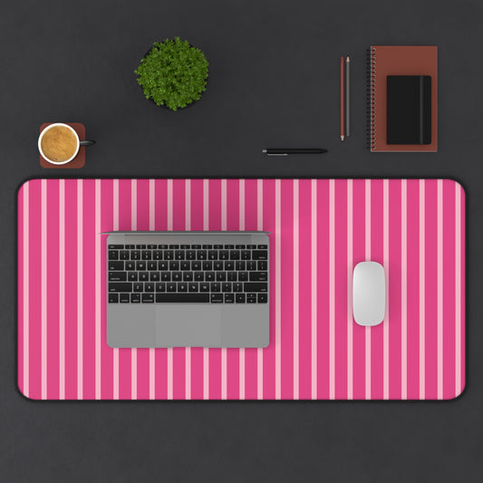 Pink Striped Desk Mat for Creative Workspaces
