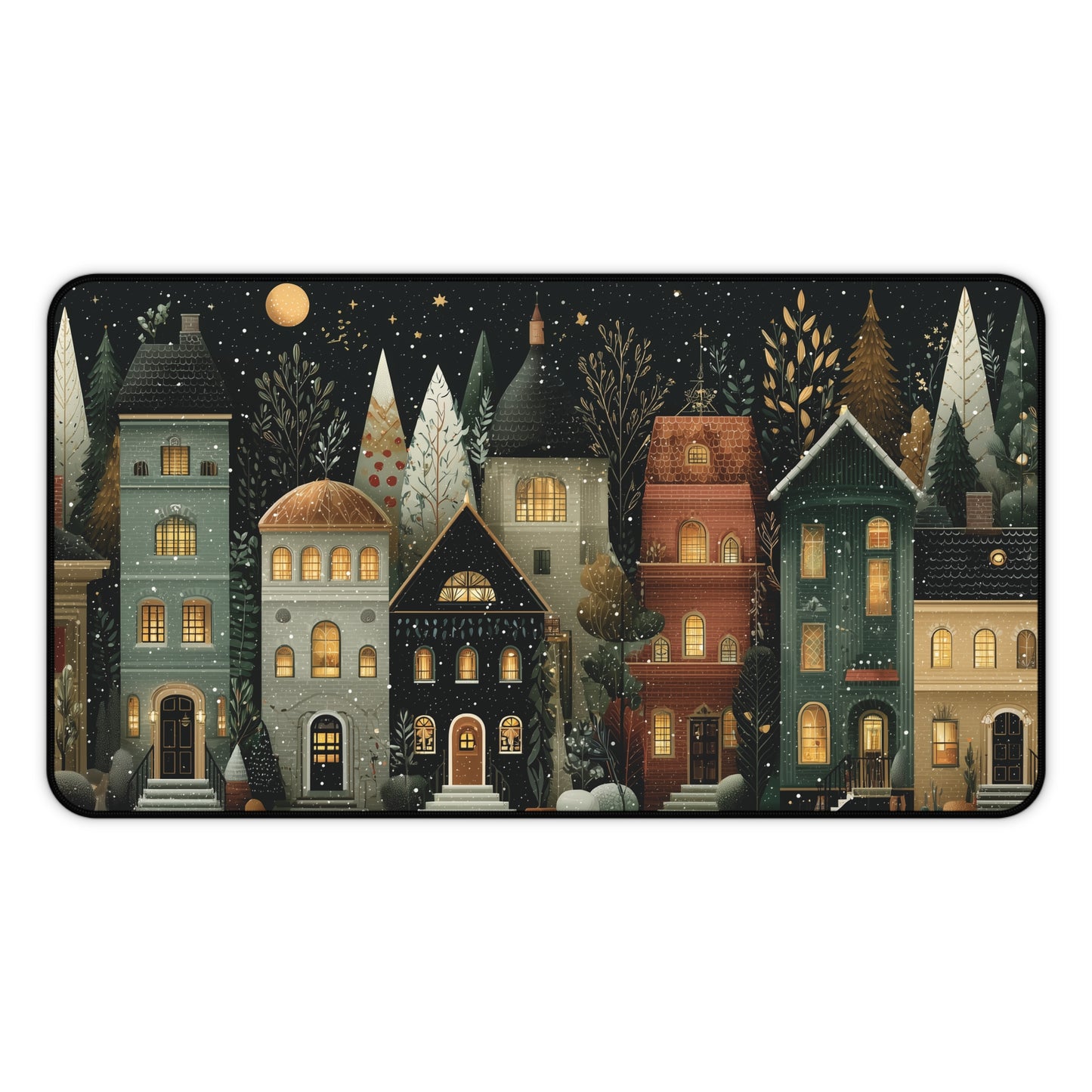 Snowy Christmas Desk Mat, Festive Winter Desk Pad