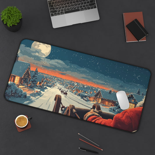 Christmas Night Desk Mat, Santa Winter Desk Pad
