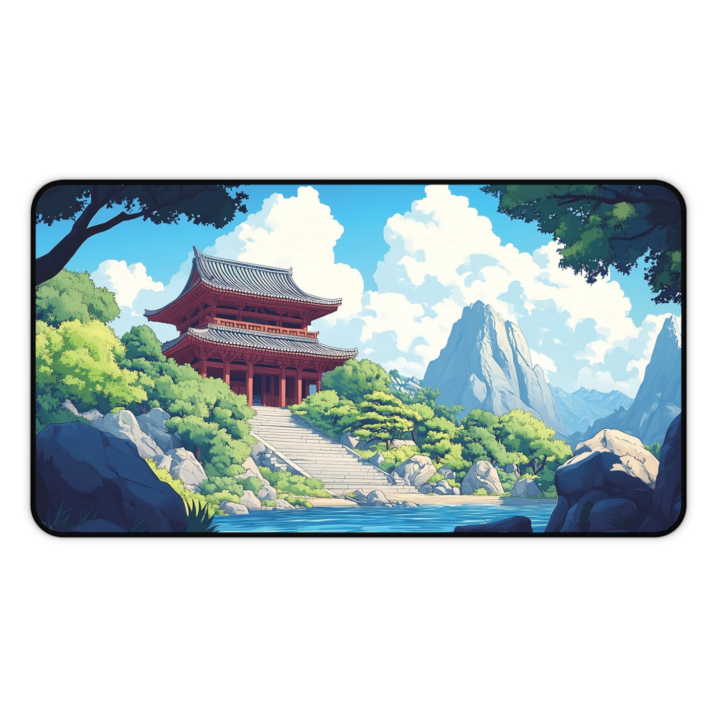 Japanese Temple Mouse Pad XL, Anime Style Desk Mat