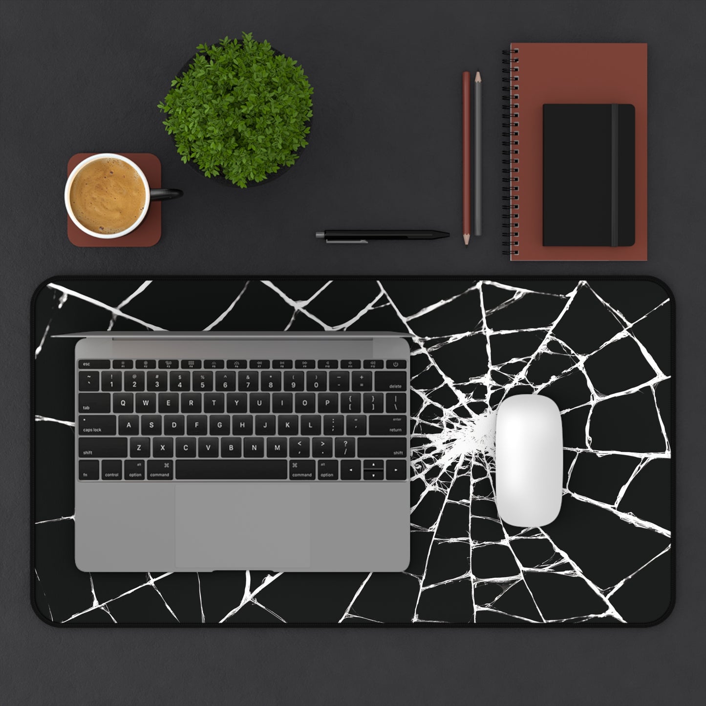 Spider Web Desk Pad Black and White for Halloween