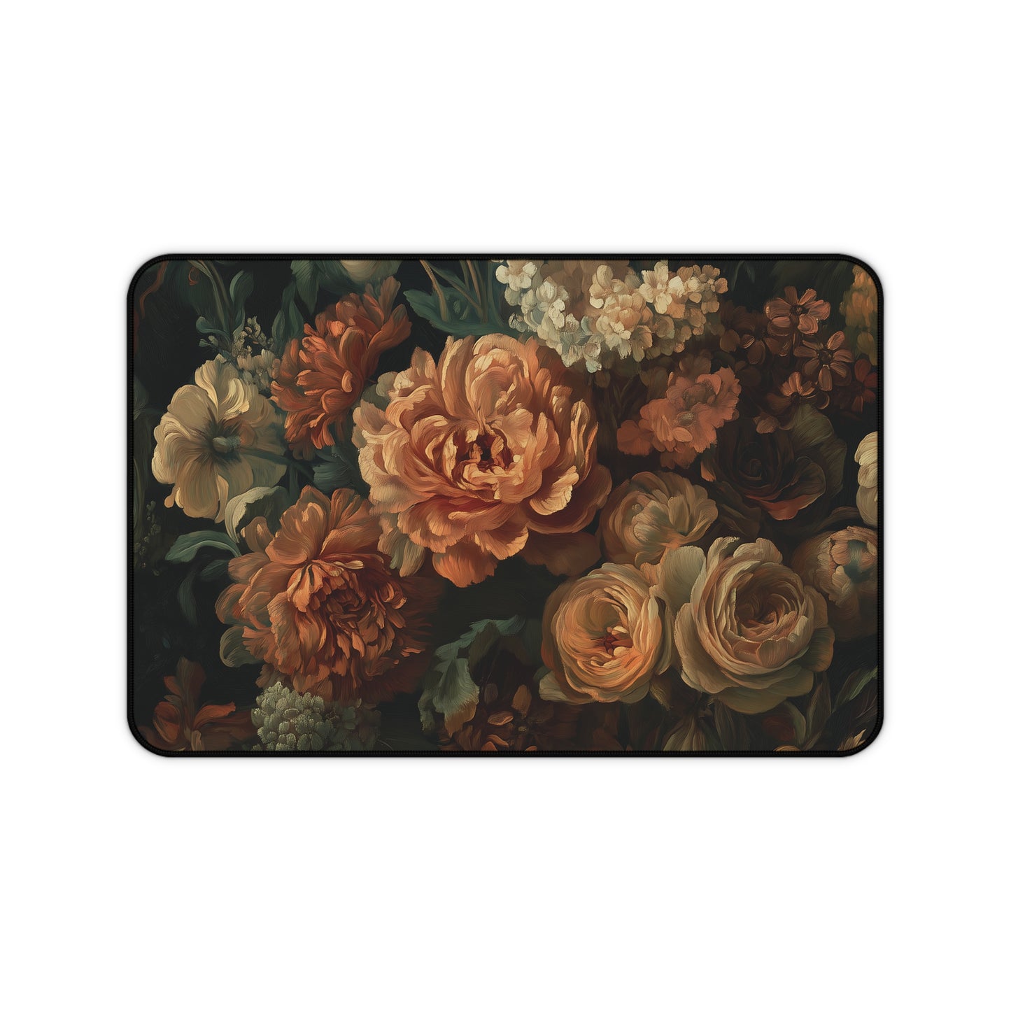 Artistic Floral Desk Mat, Vintage Rococo Flowers Mouse Pad, Elegant Desk Decor