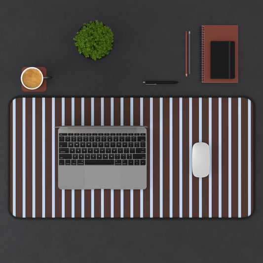 Striped Brown & Blue Desk Mat — Modern Minimalist Mousepad