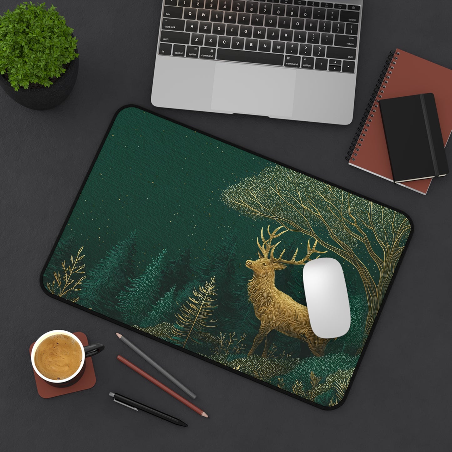Green Forest Desk Pad, Christmas Office Decor