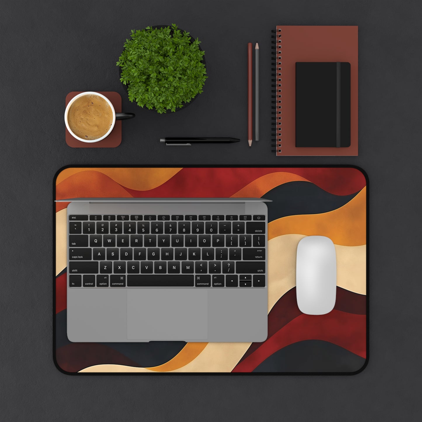 Retro Wave Desk Mat: Abstract Wavy Mousepad