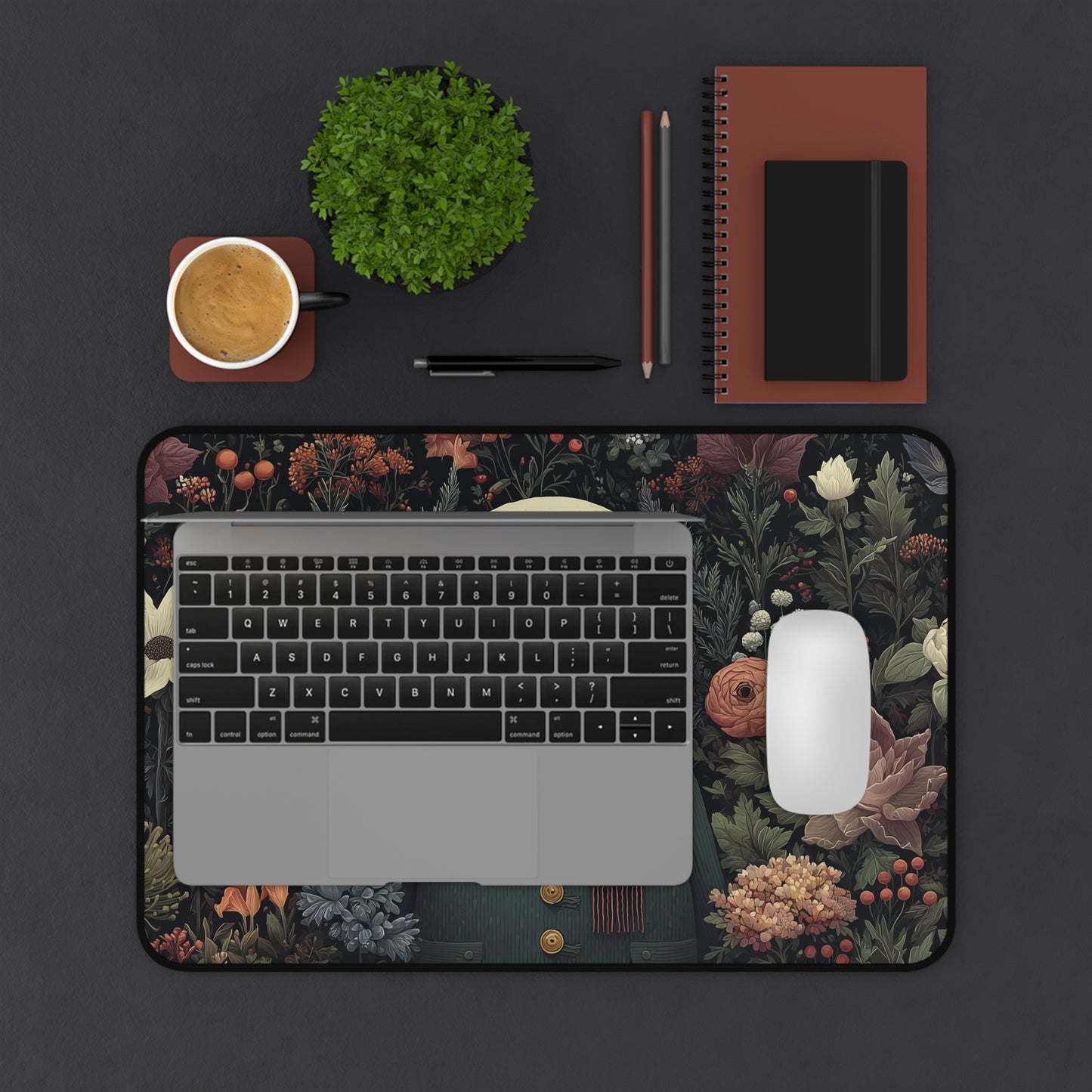 Snowman Desk Mat, Christmas Floral Desk Pad