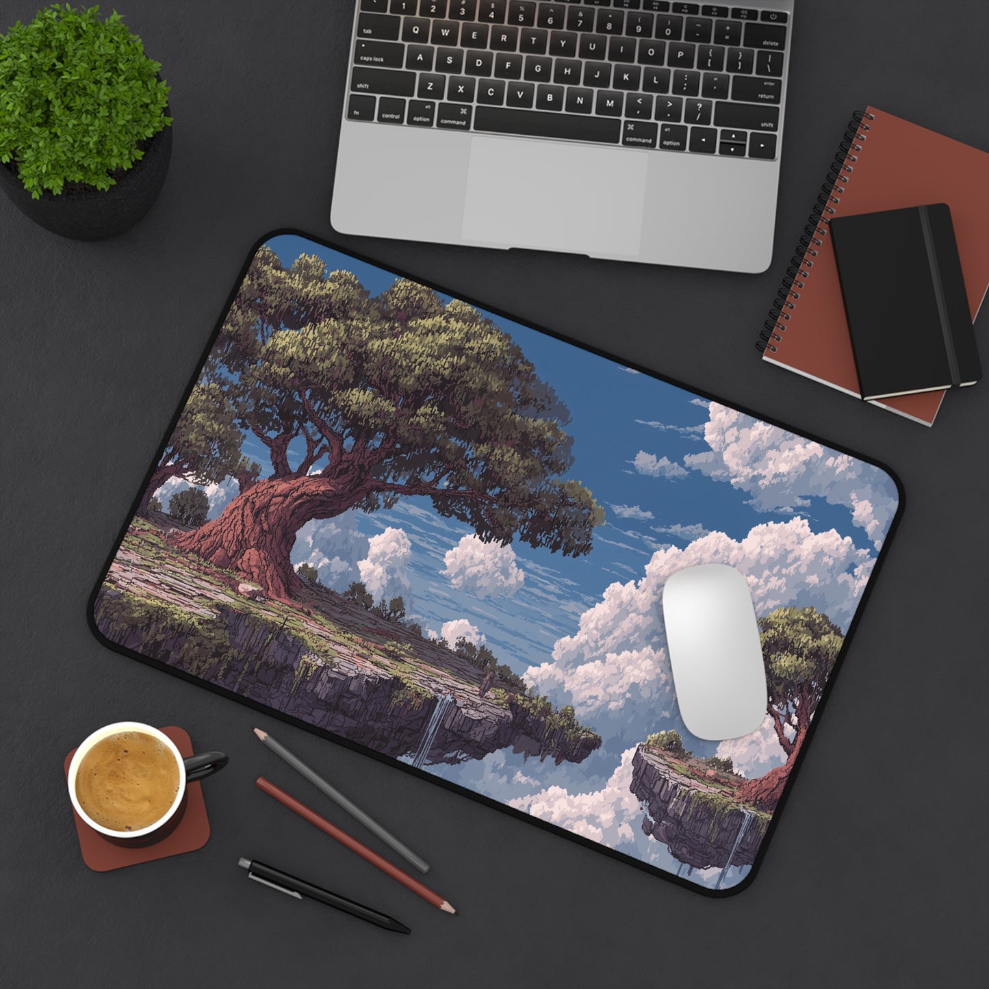 Pixel Art Desk Mat: Fantasy Island Mouse Pad