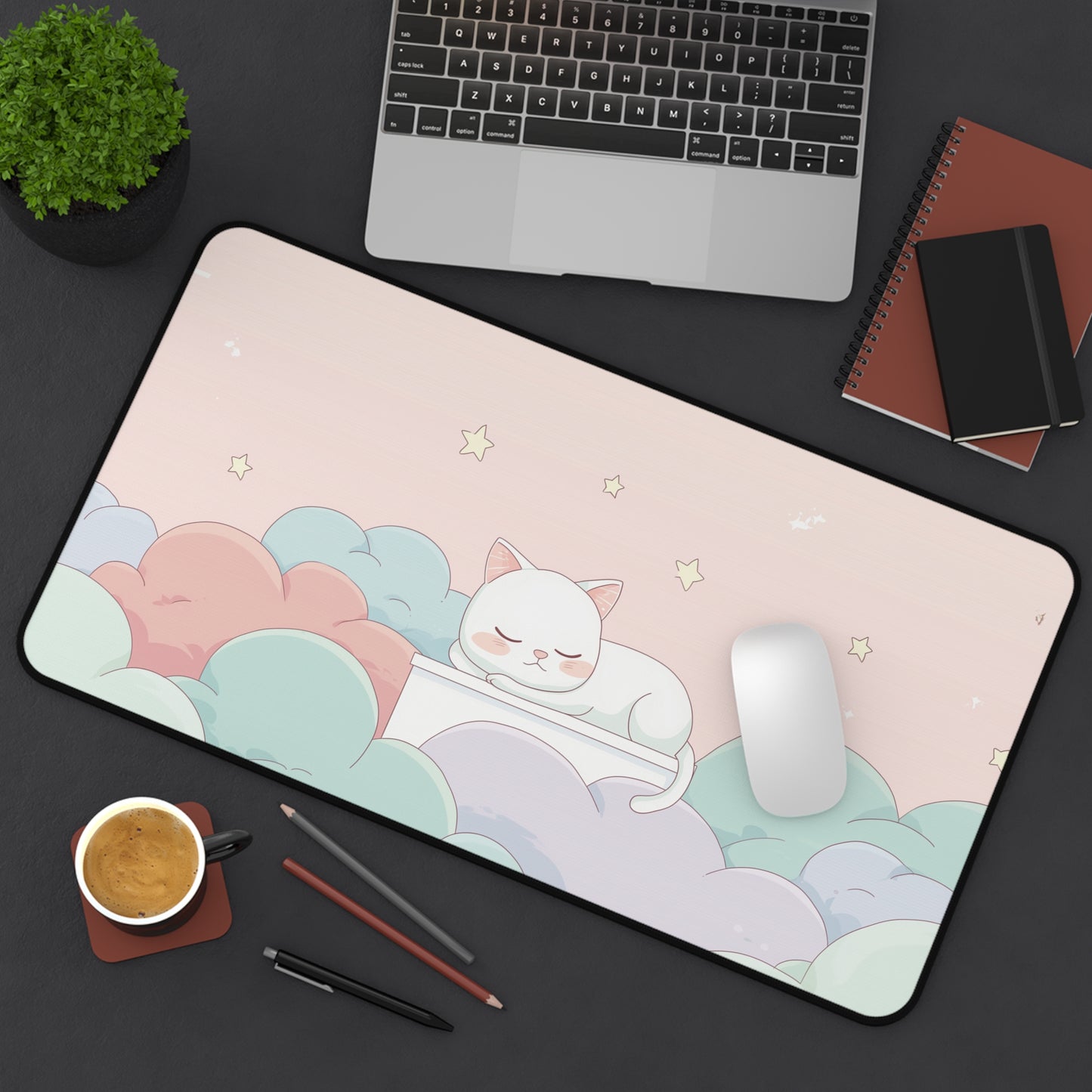 Cute Dreamy Cat Mouse Pad Kawaii Style