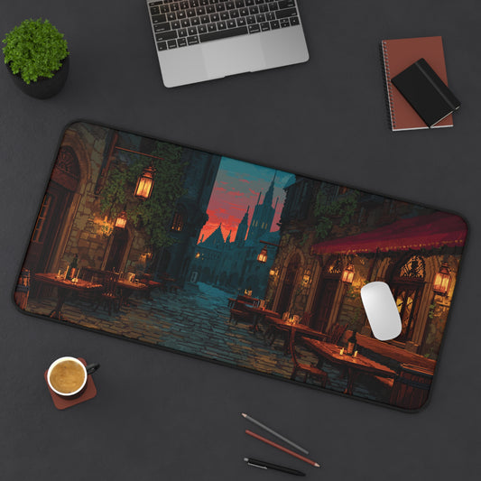 Pixel Art Mouse Pad: Medieval City Desk Mat