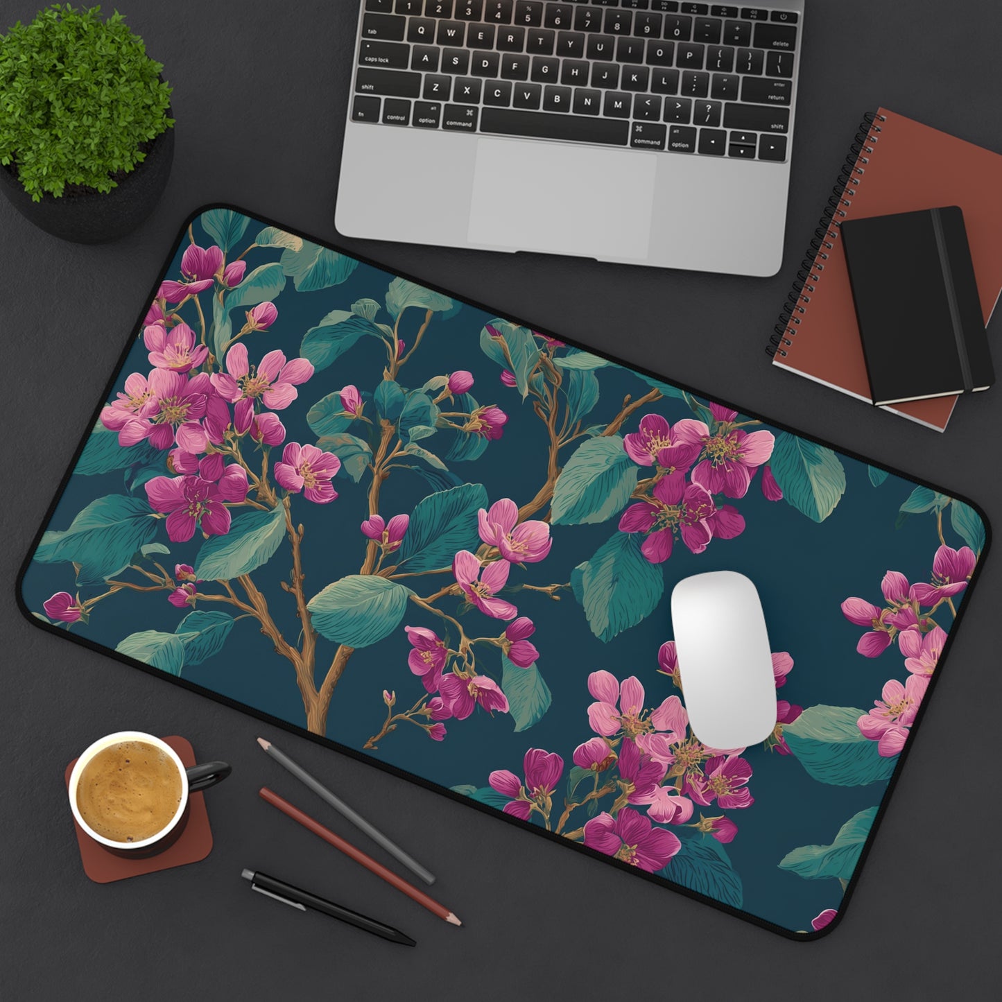 Cherry Blossom Flowers Desk Mat, Elegant Aesthetic Desk Pad