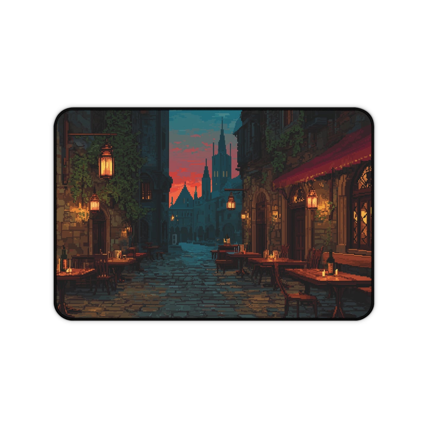 Pixel Art Mouse Pad: Medieval City Desk Mat