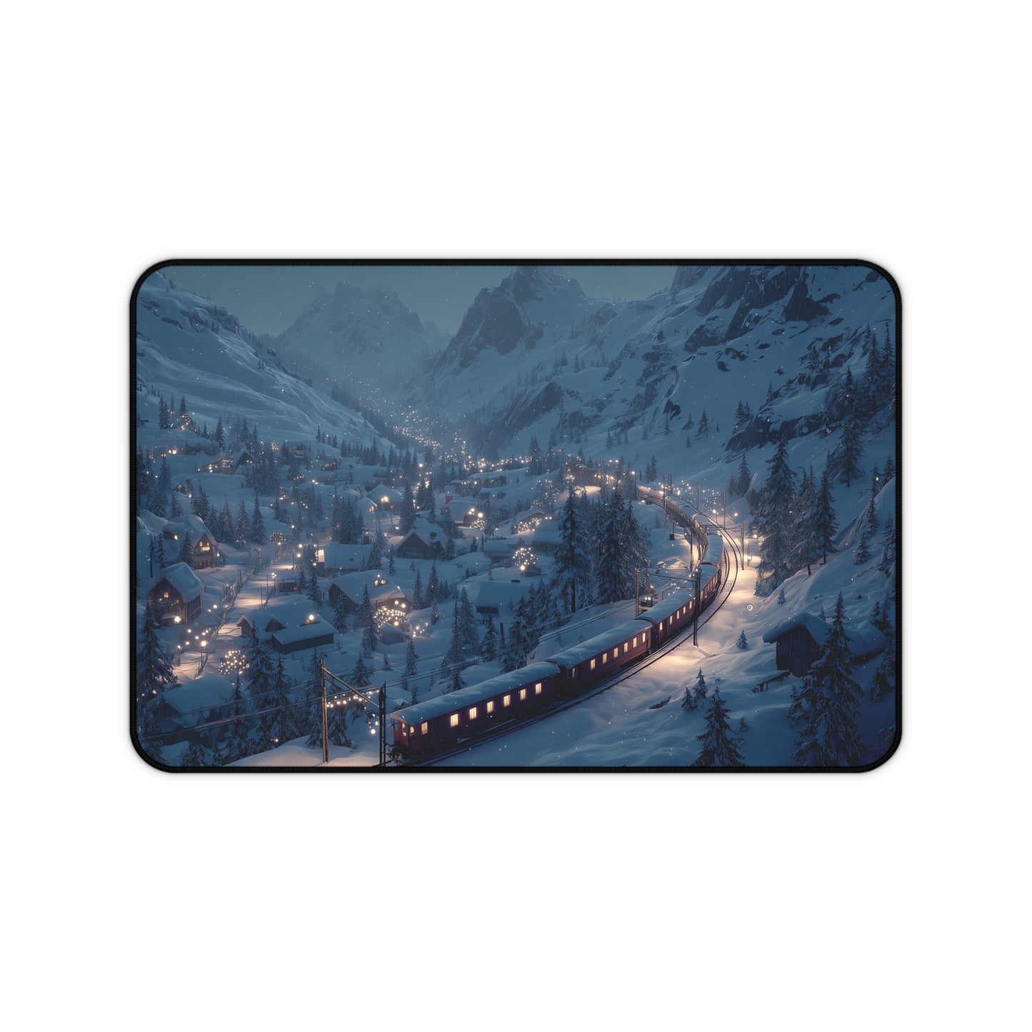 Christmas Train Desk Mat, Large Winter Mouse Pad