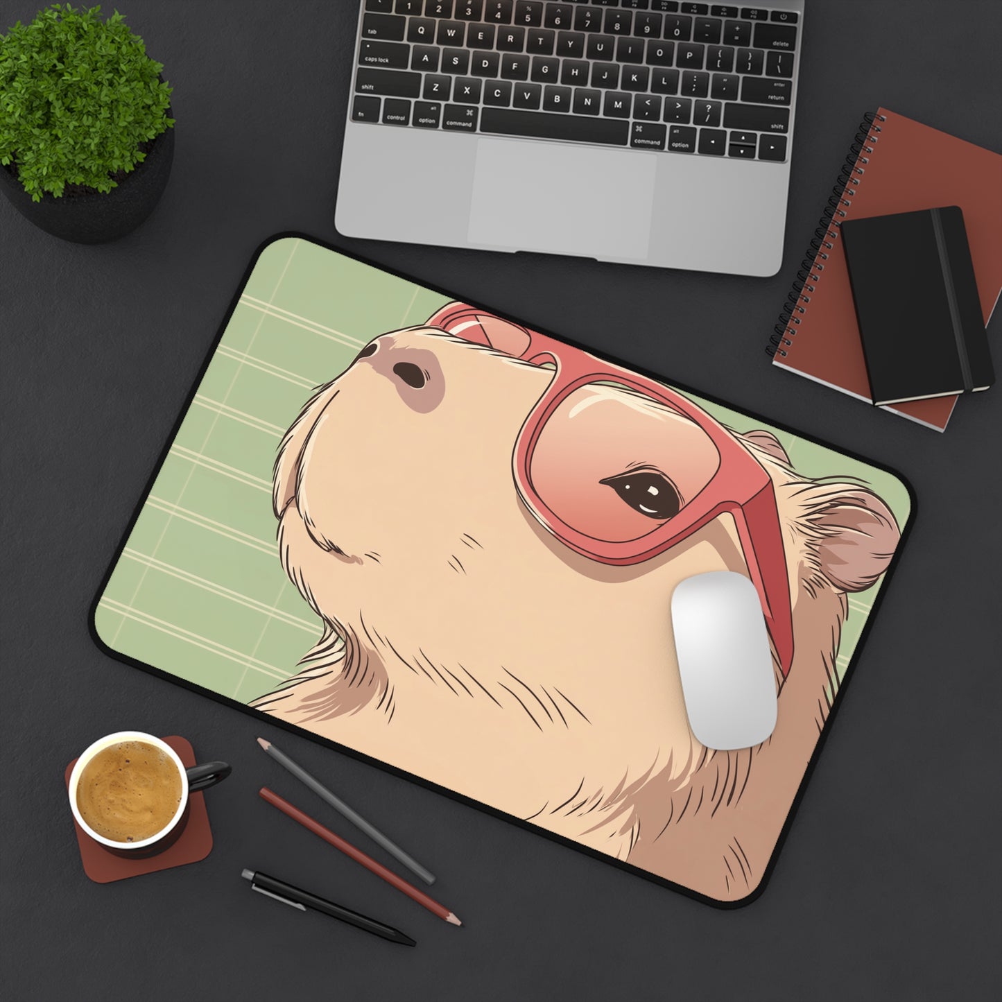 Capybara Desk Mat Kawaii, Cute Capy Mouse Pad