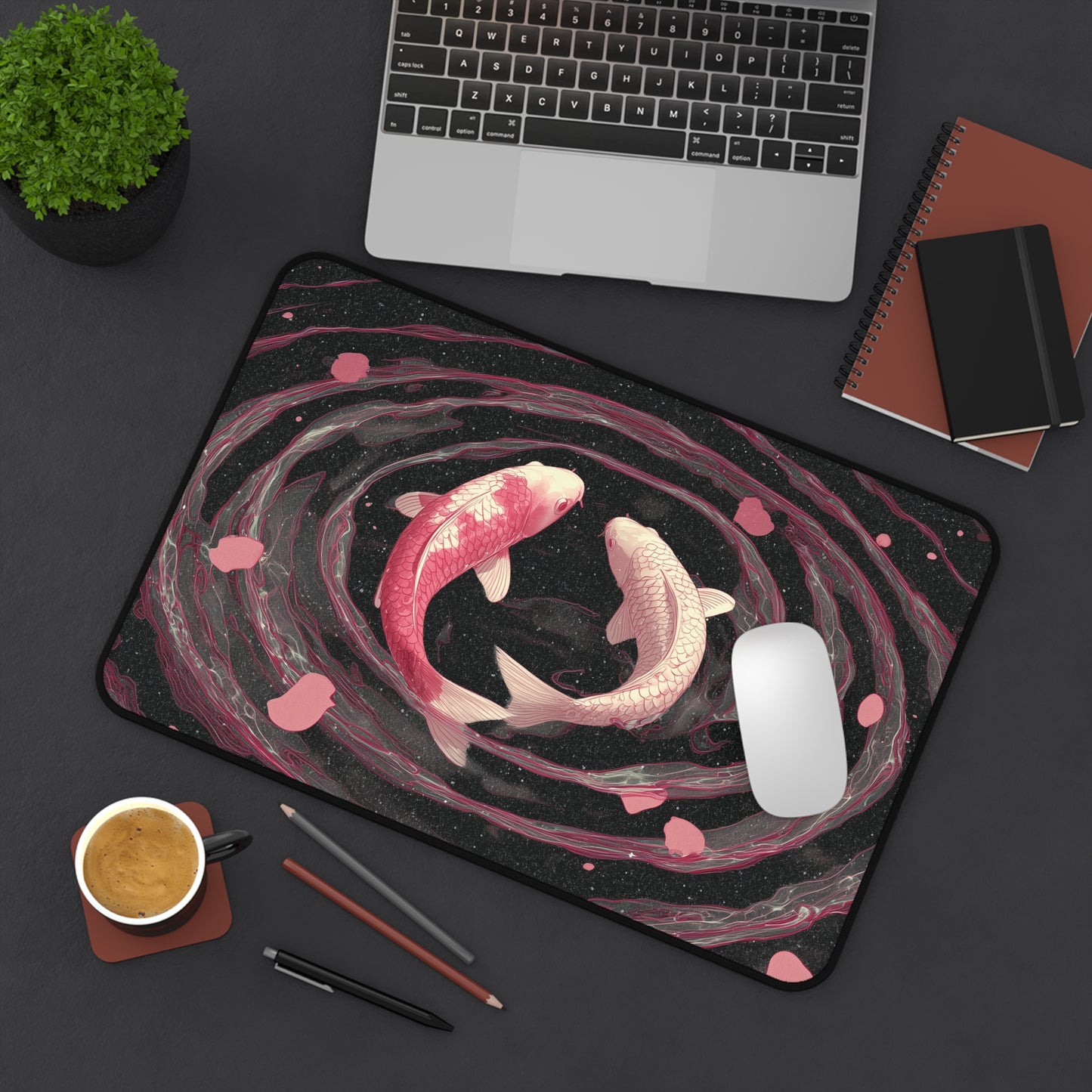 Koi Desk Mat: Ying Yang Japanese Large Gaming Mouse Pad