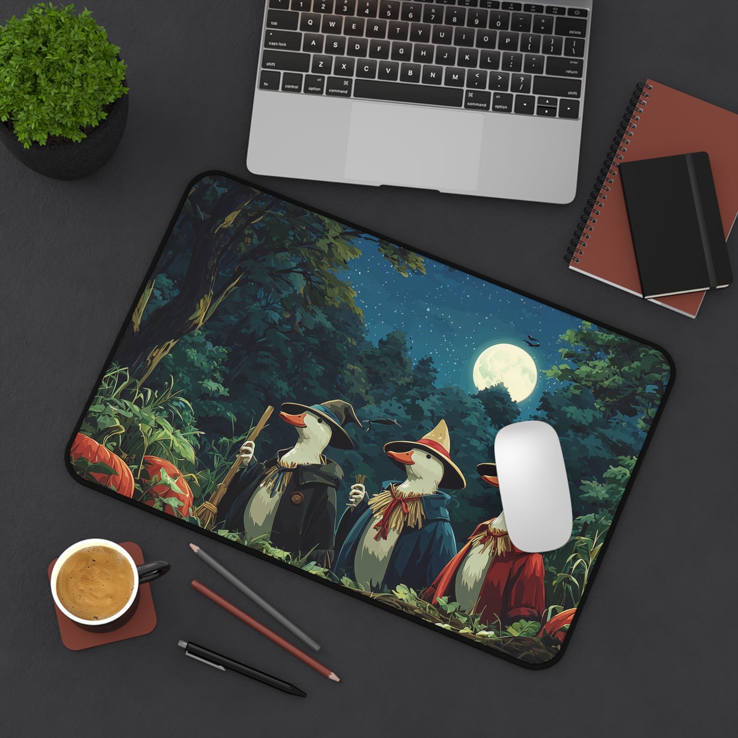 Silly Goose Wizard Mouse Pad for Cute Spooky Desk Decor