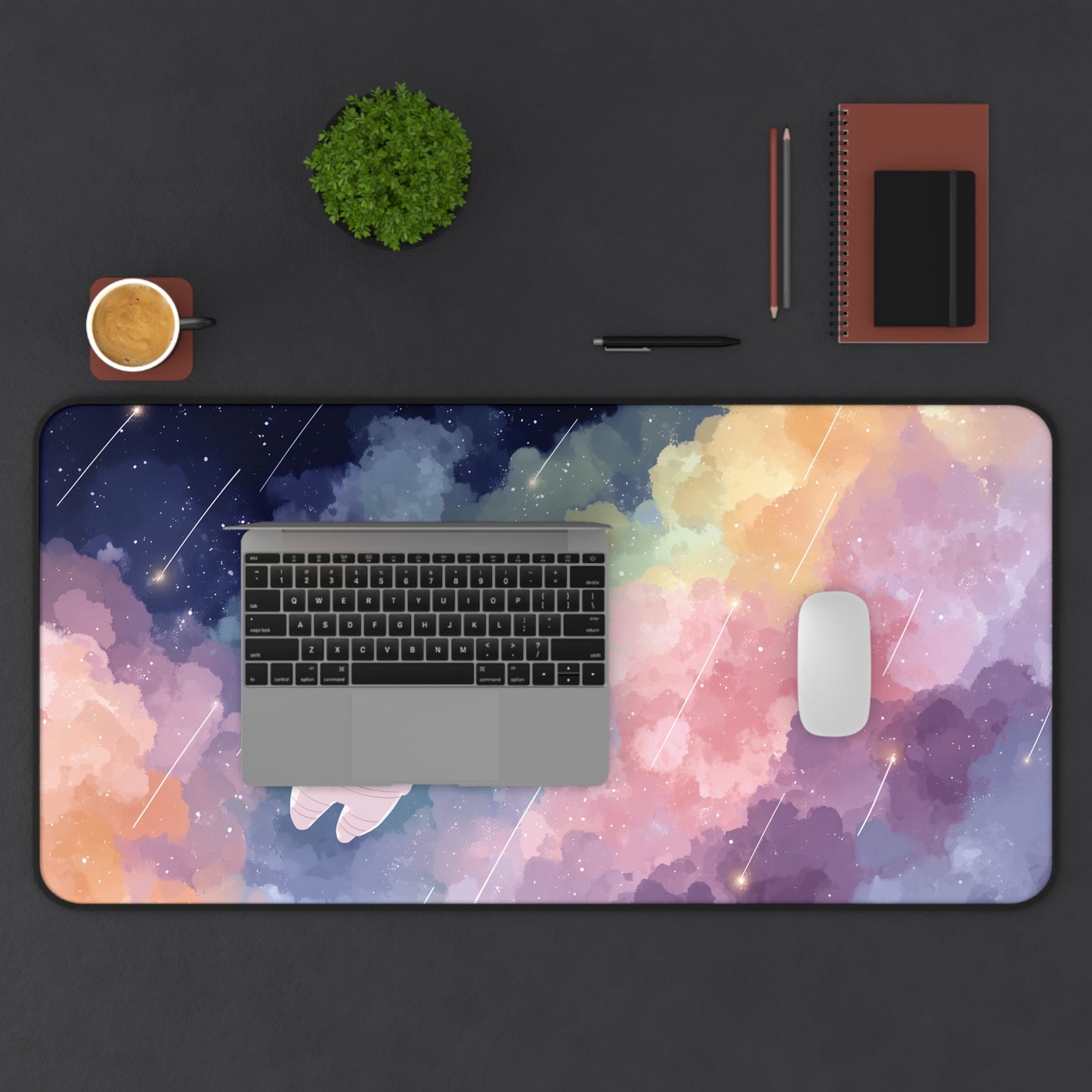 Kawaii Desk Mat: Space Cat Mouse Pad XXL