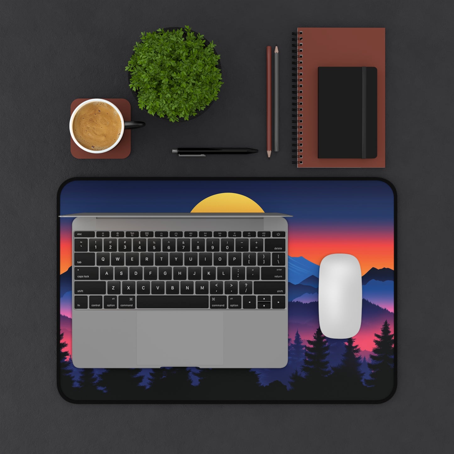 Mountain Anime Desk Mat, Japanese Style Landscape Desk Pad