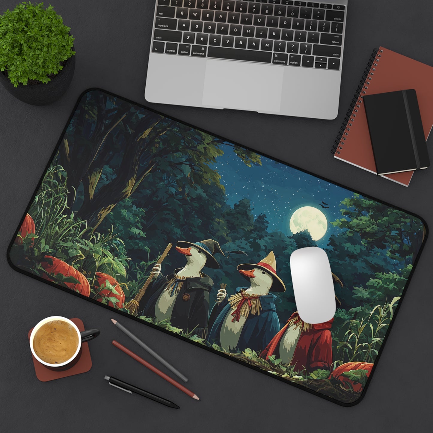 Silly Goose Wizard Mouse Pad for Cute Spooky Desk Decor