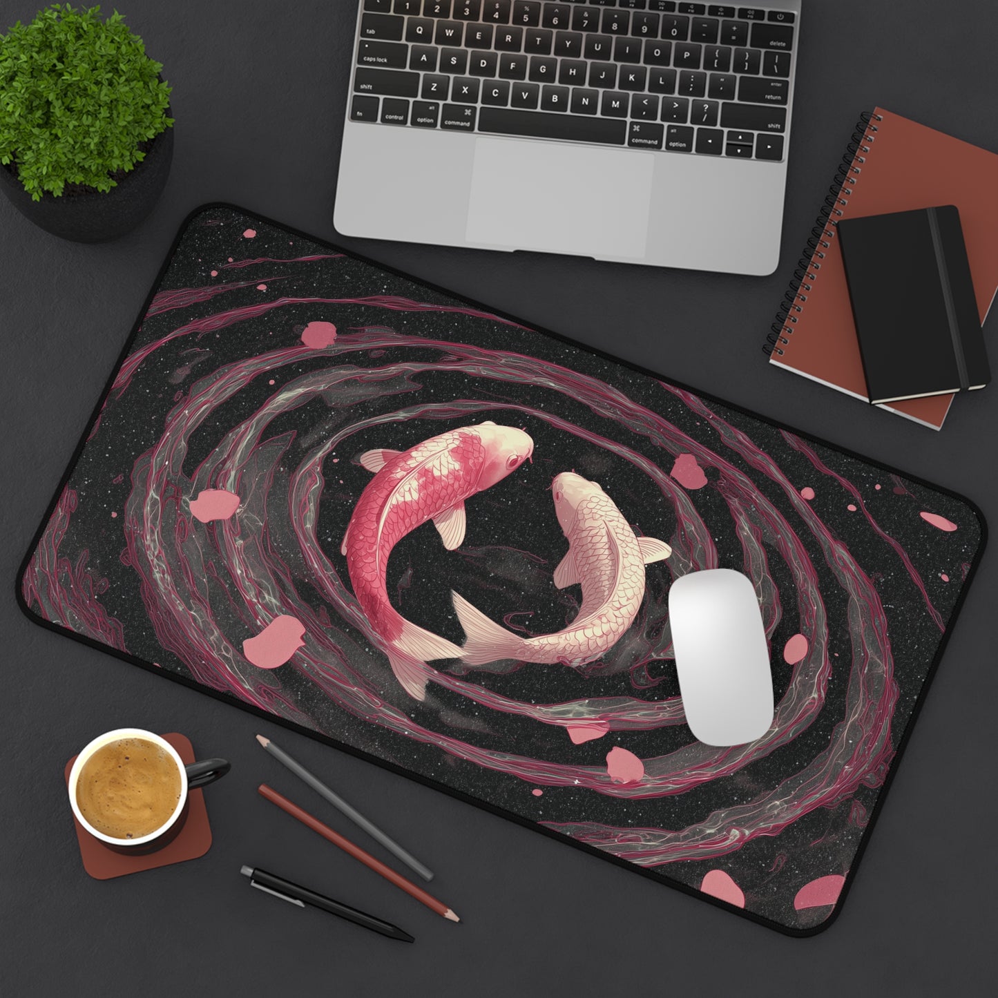 Koi Desk Mat: Ying Yang Japanese Large Gaming Mouse Pad