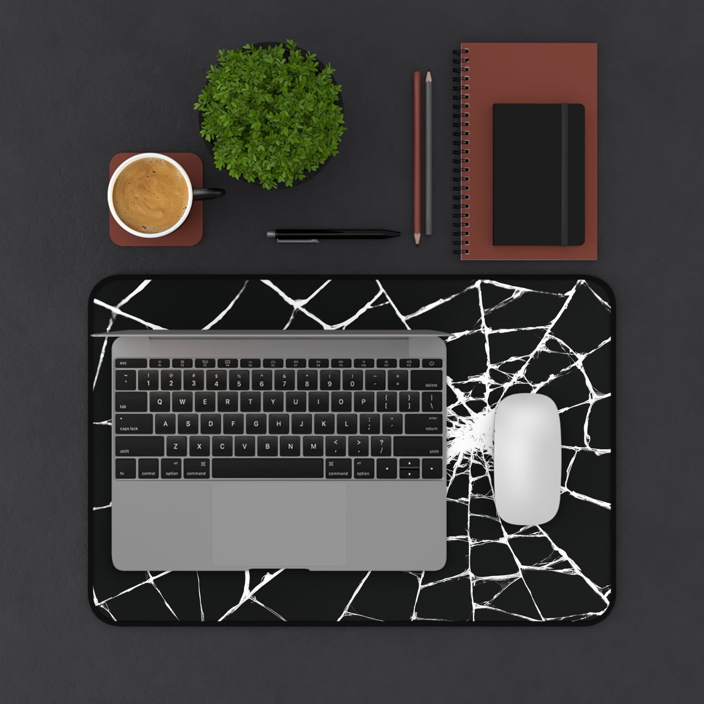 Spider Web Desk Pad Black and White for Halloween