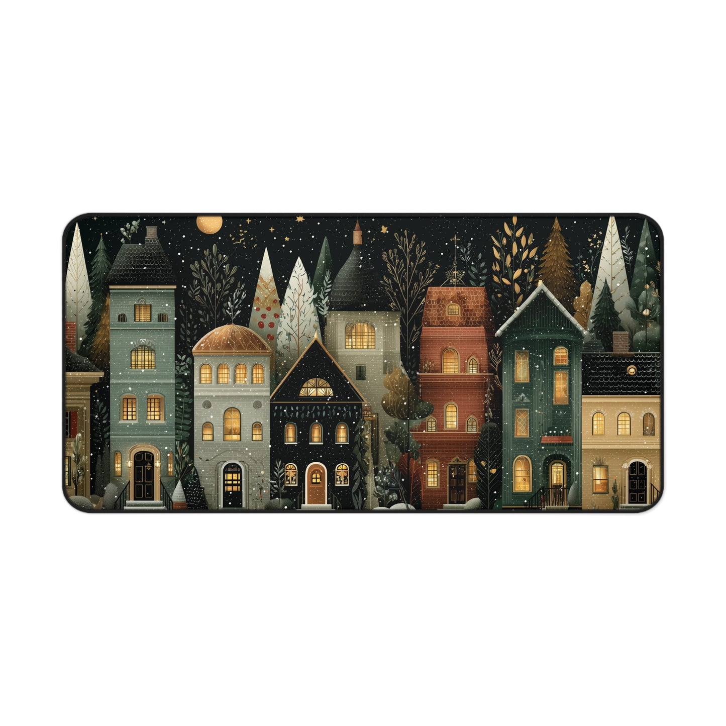 Snowy Christmas Desk Mat, Festive Winter Desk Pad