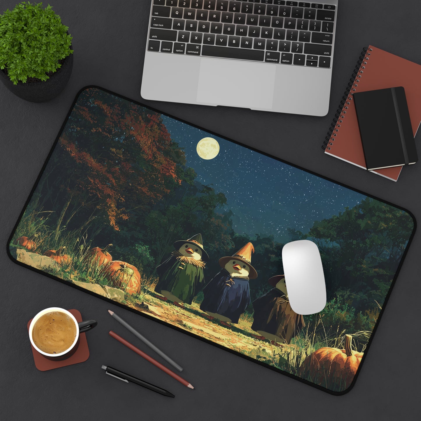Witchy Duck Desk Mat, Spooky Mouse Pad for Halloween