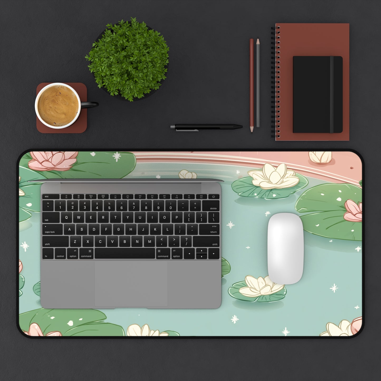 Cute Frog Gaming Mousepad Kawaii, Pastel Green Gamer Desk Pad