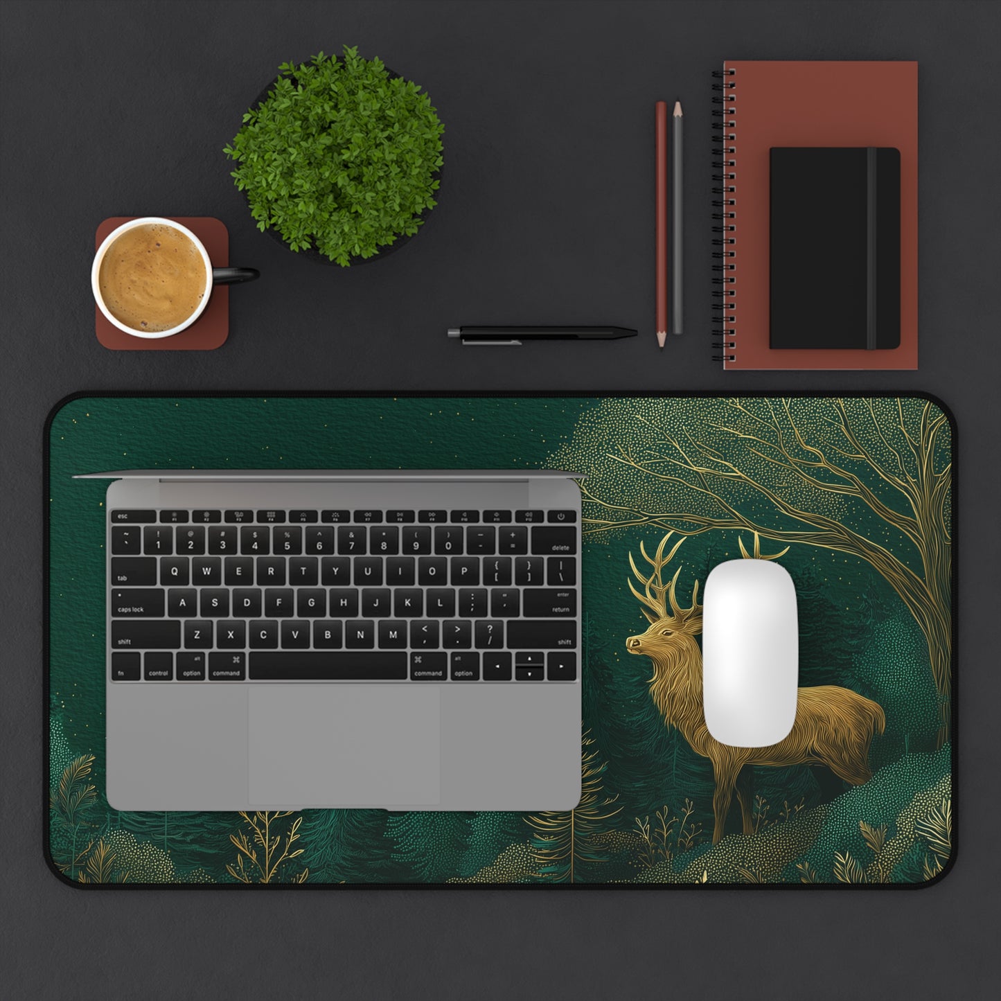 Green Forest Desk Pad, Christmas Office Decor