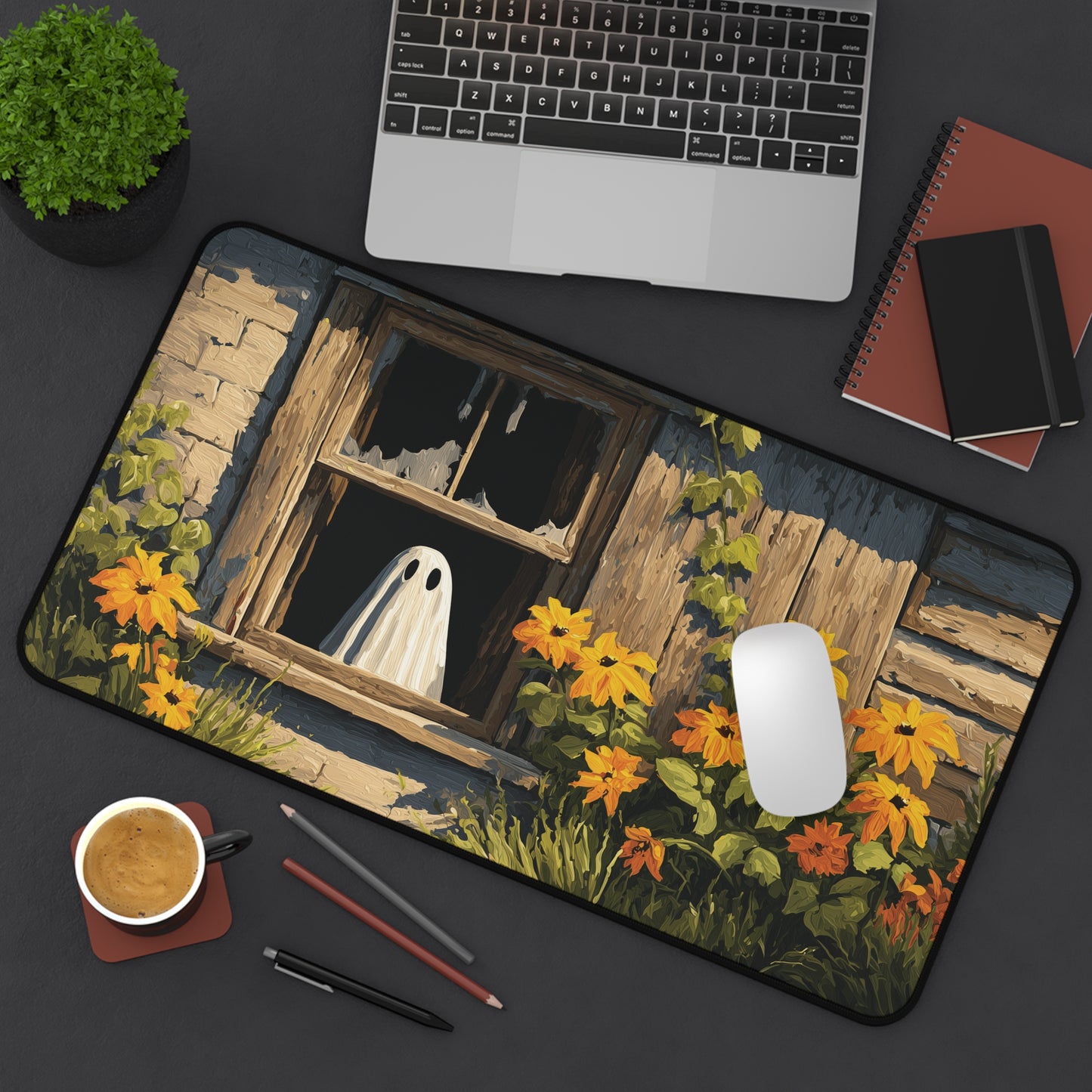 Spooky Ghost Desk Pad XL for Halloween
