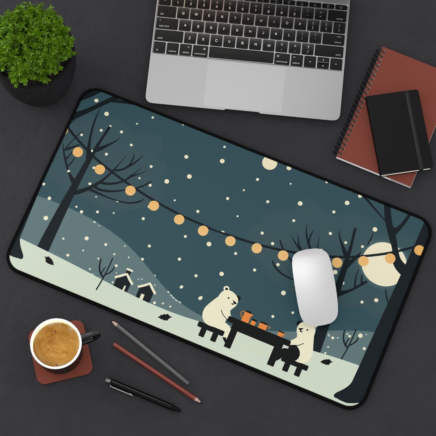 Christmas Winter Mouse Pad XXL, Polar Bears Desk Mat