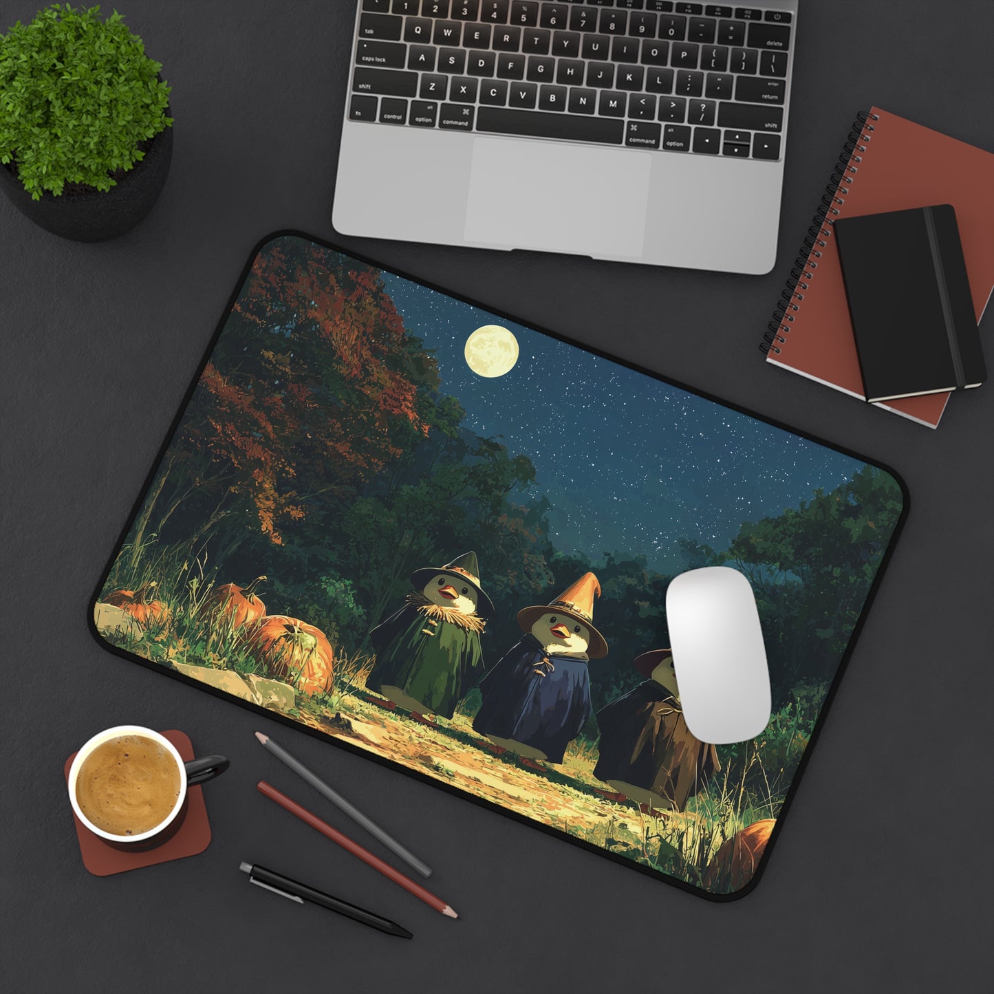 Witchy Duck Desk Mat, Spooky Mouse Pad for Halloween
