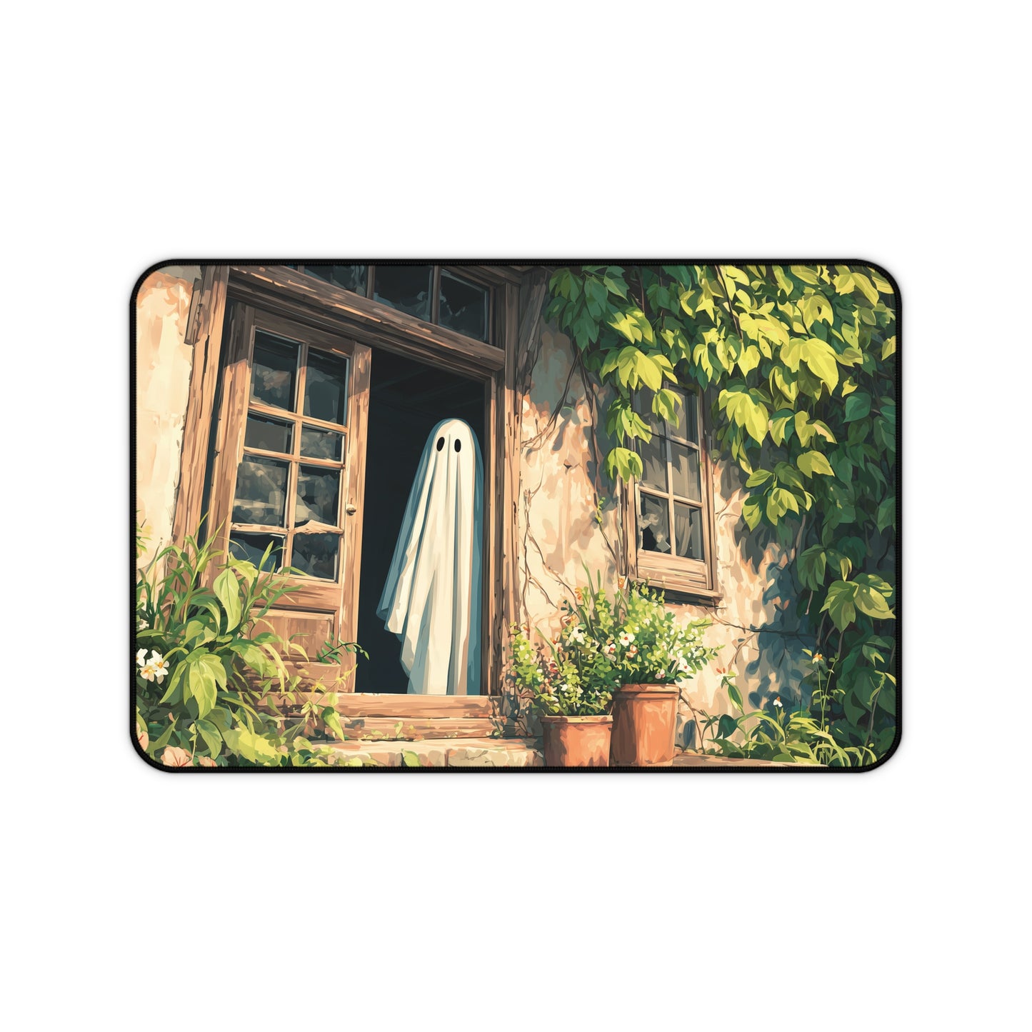 Ghost Cottage Desk Mat, Spooky & Cozy Halloween Vibes