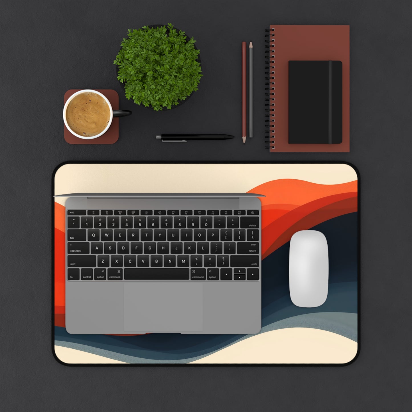 Abstract Sunset Desk Mat — Retro Wave Mousepad