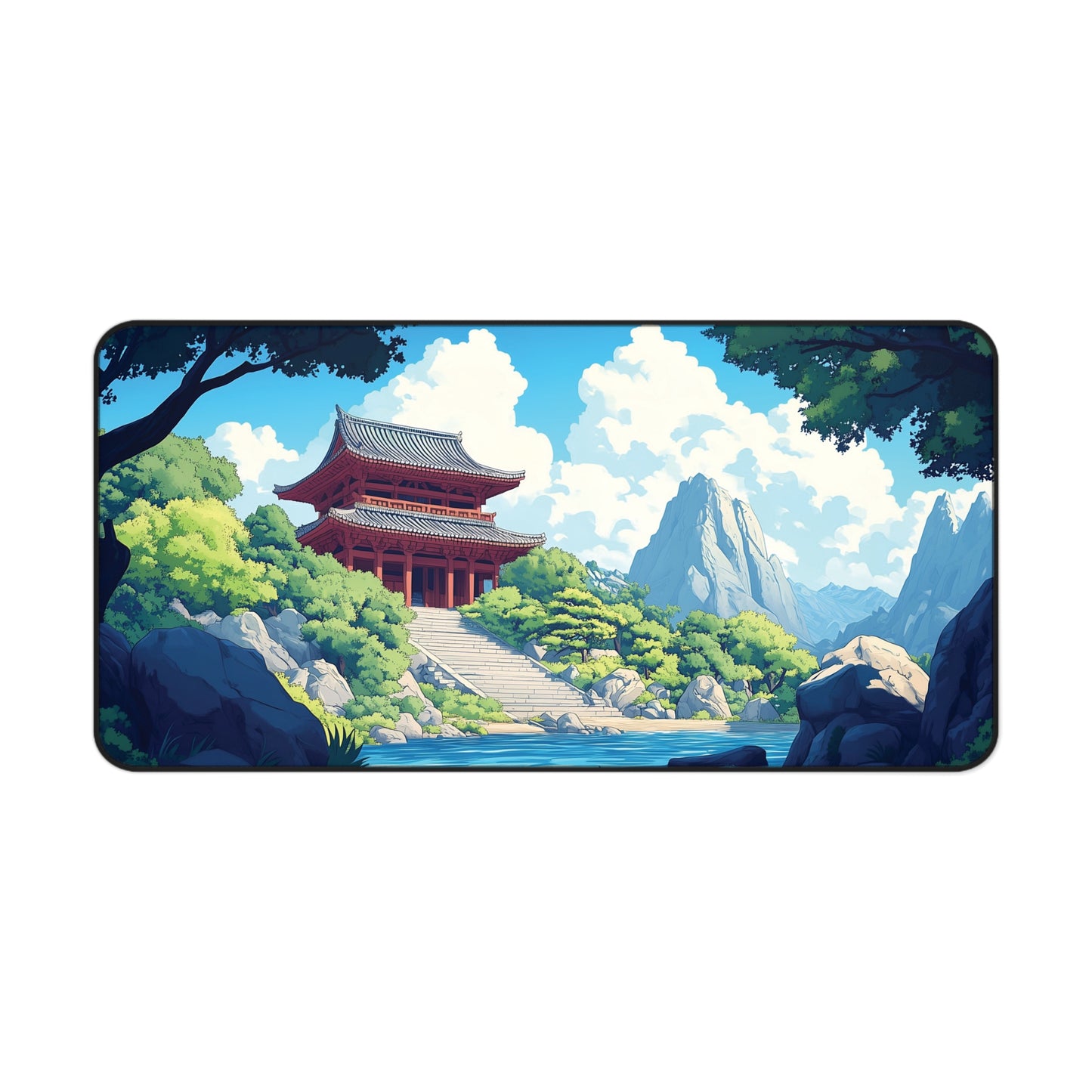 Japanese Temple Mouse Pad XL, Anime Style Desk Mat