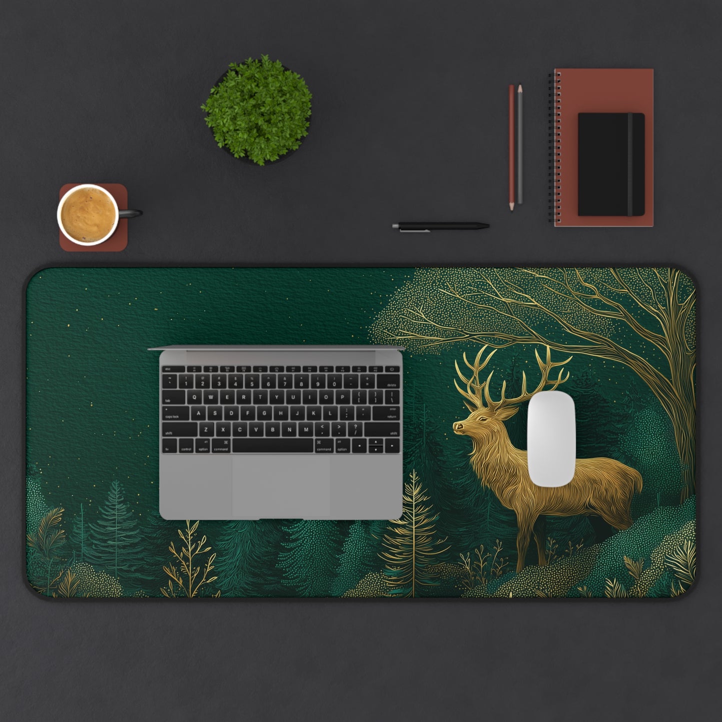 Green Forest Desk Pad, Christmas Office Decor