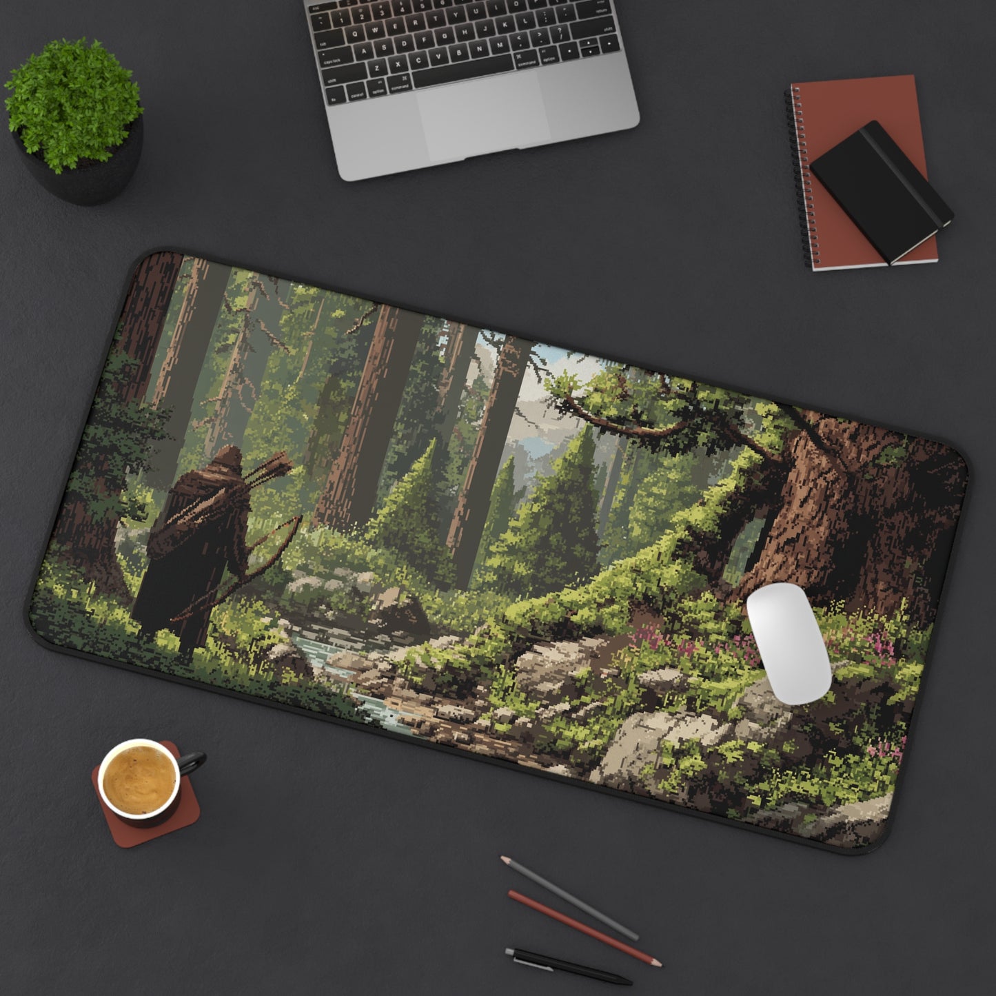 Forest Ranger Desk Pad: Pixel Art Gaming Mats