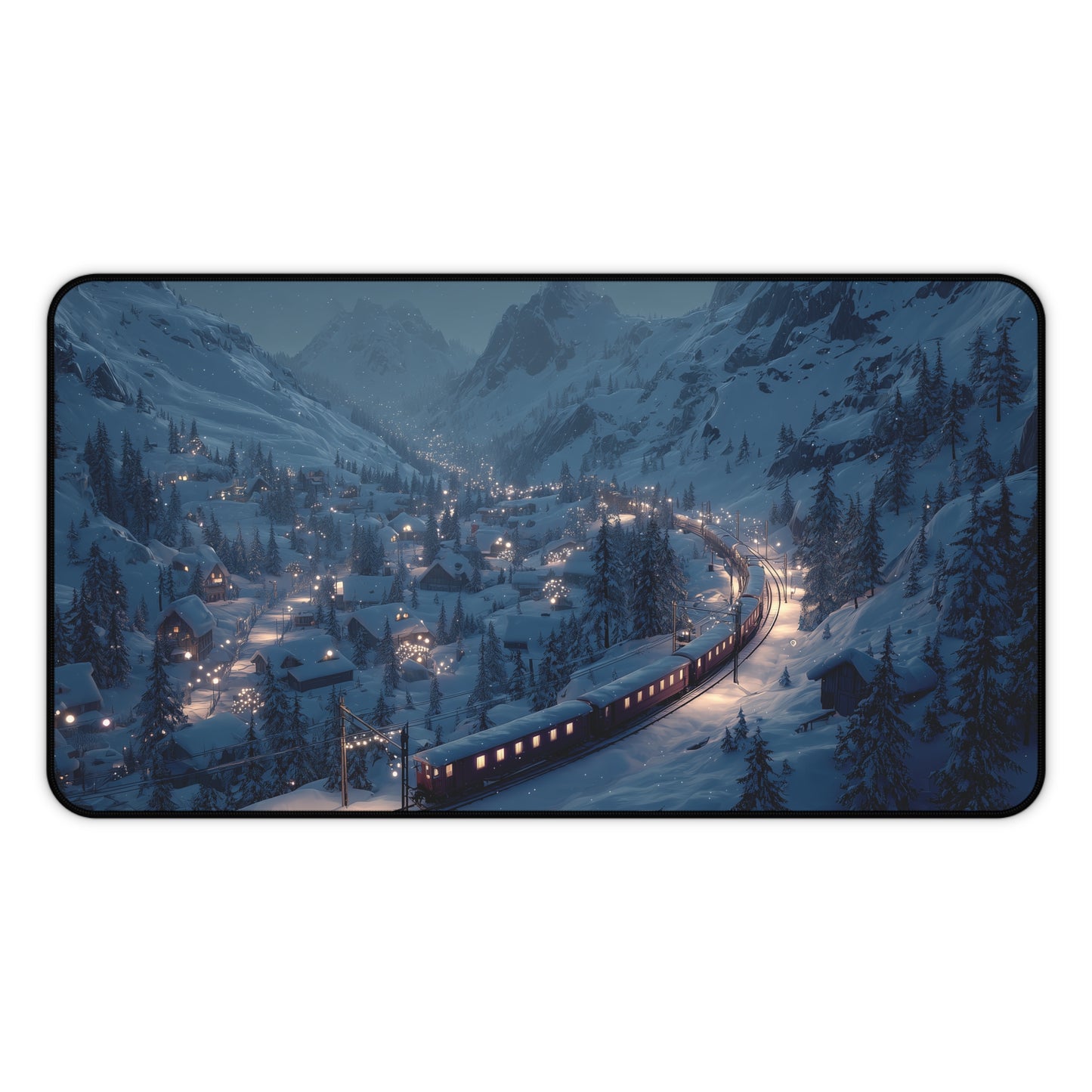 Christmas Train Desk Mat, Large Winter Mouse Pad