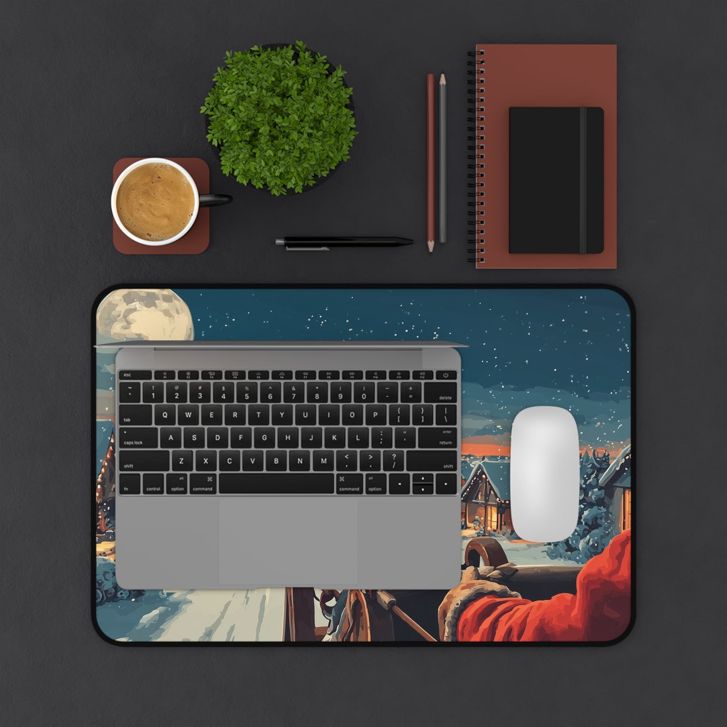 Christmas Night Desk Mat, Santa Winter Desk Pad