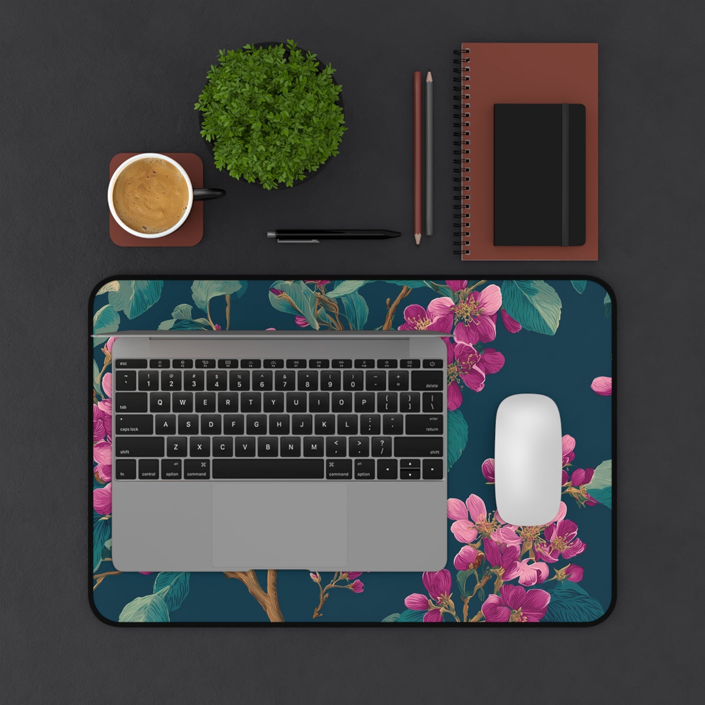 Cherry Blossom Flowers Desk Mat, Elegant Aesthetic Desk Pad