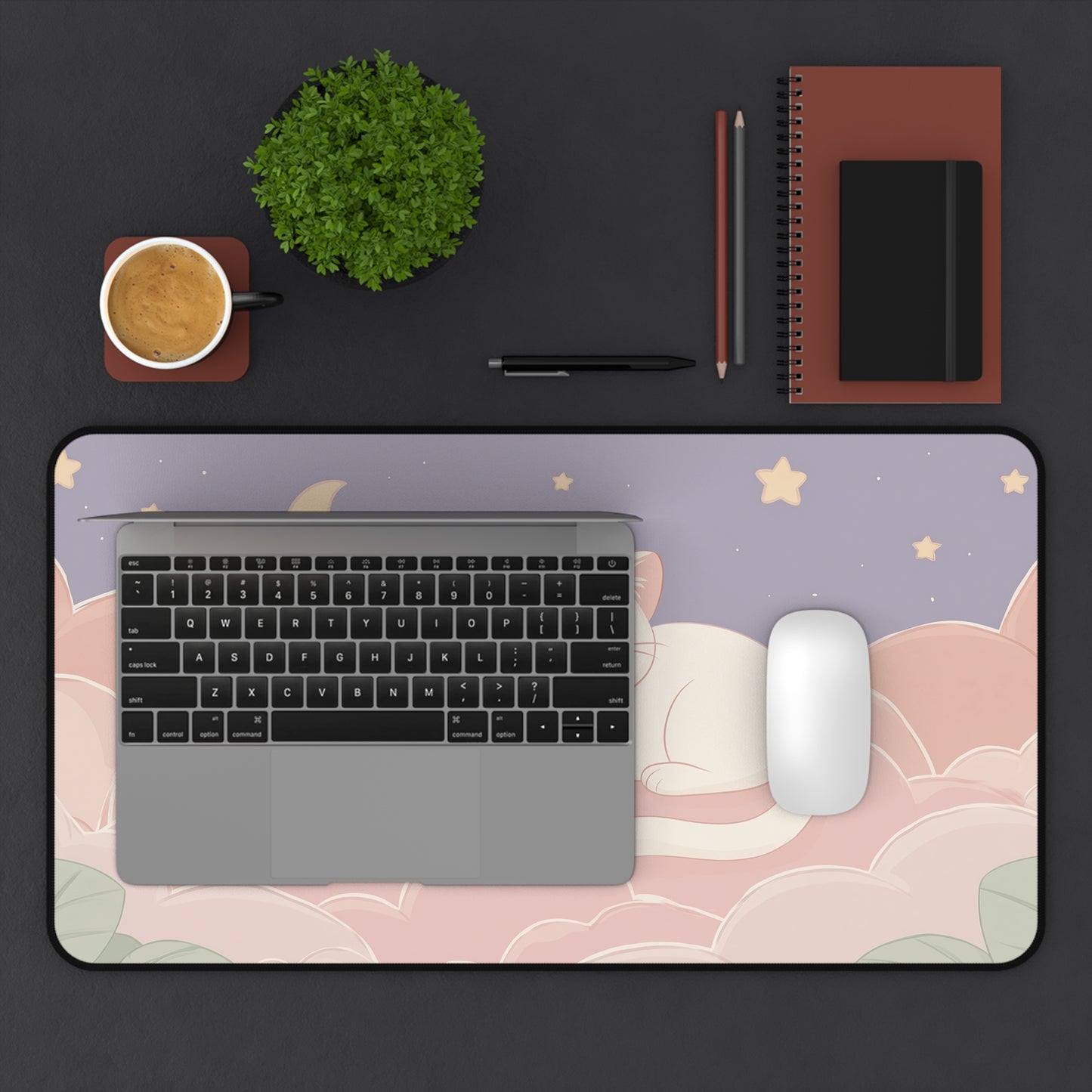 Dreamy Cat Mouse Pad, Kawaii Gaming Desk Mat XL