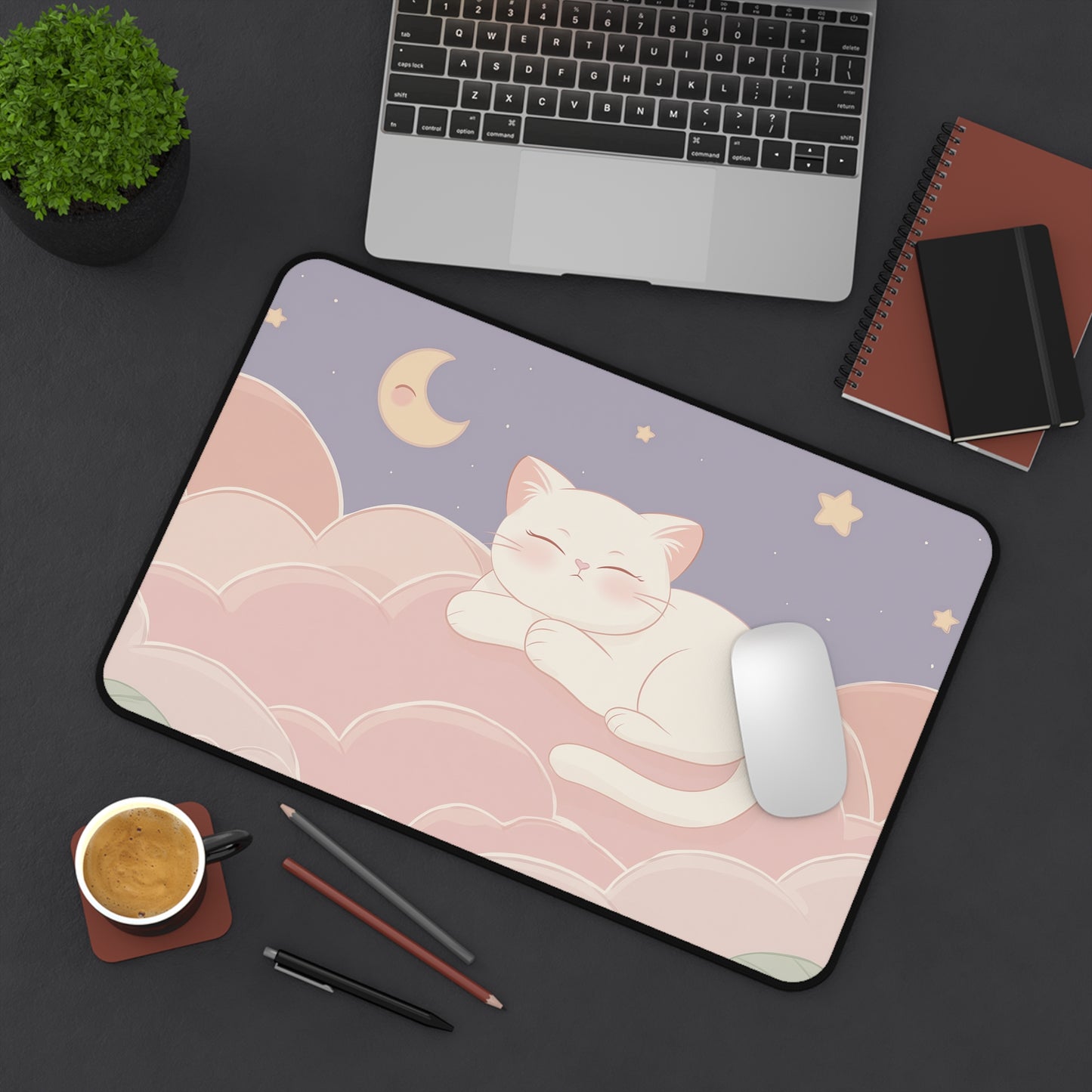 Dreamy Cat Mouse Pad, Kawaii Gaming Desk Mat XL