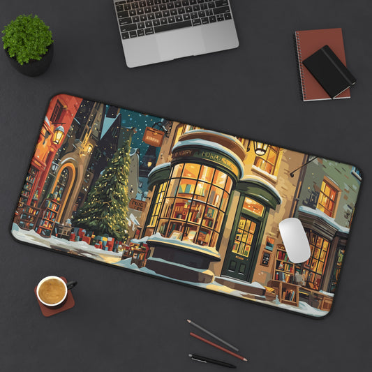 Christmas Bookstore Desk Mat, Winter Desk Decor