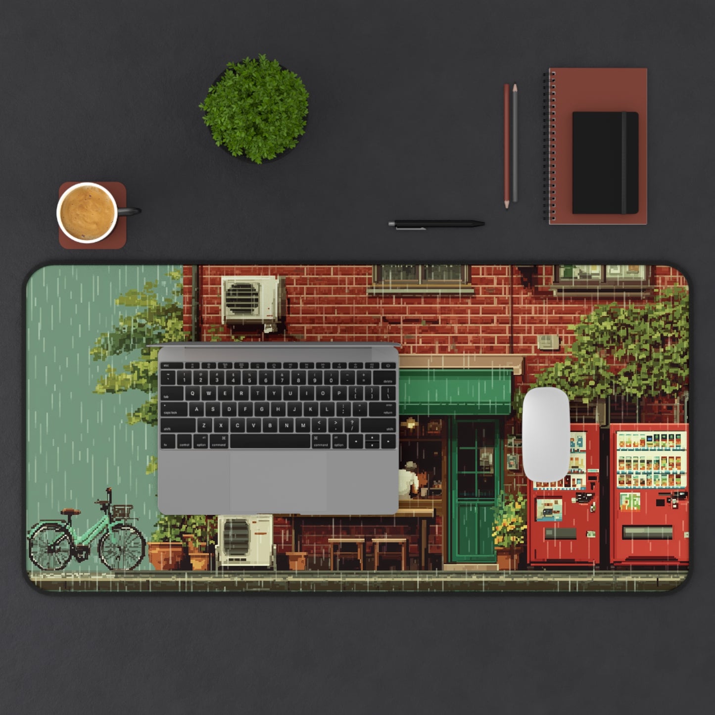 Coffee Shop Mouse Pad XL Pixel Art Style