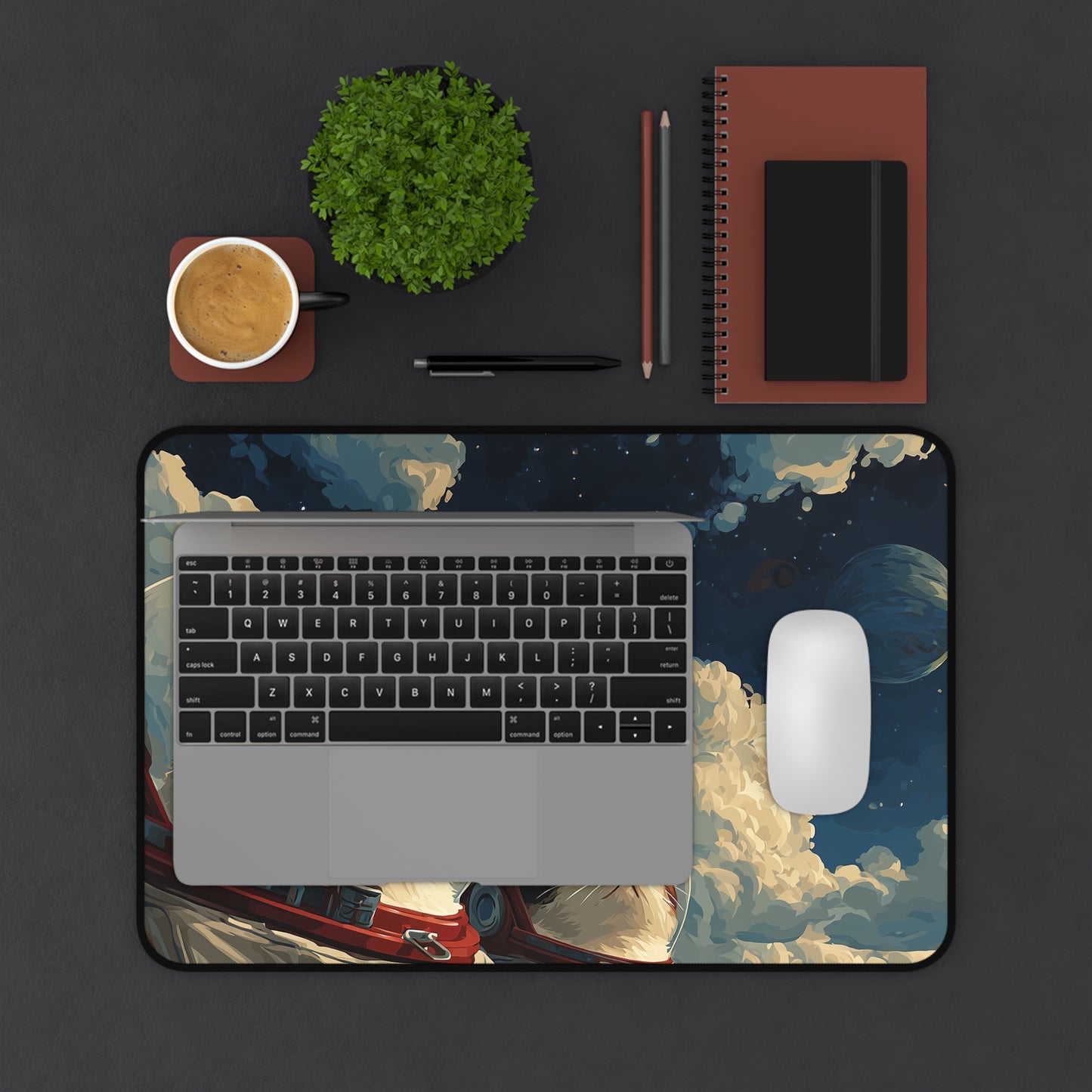 Astronaut Cats Desk Mat, Cat Lover Keyboard Mat