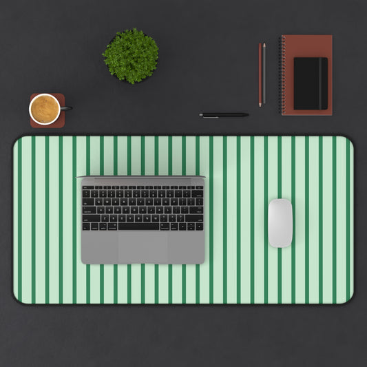 Green Stripes Desk Mat — Mint Mouse Pad