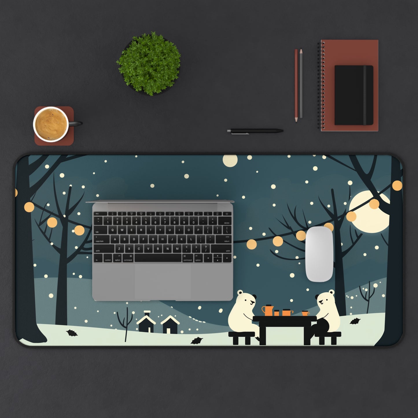 Christmas Winter Mouse Pad XXL, Polar Bears Desk Mat