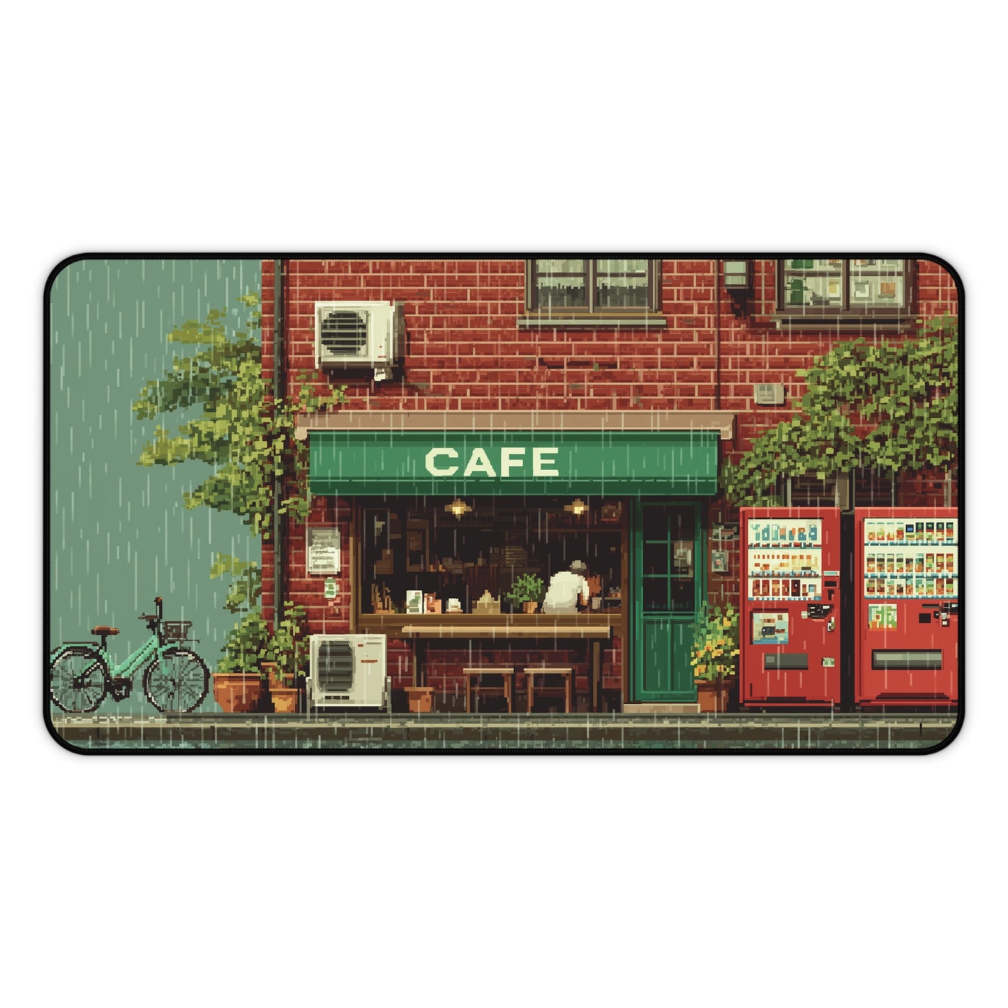 Coffee Shop Mouse Pad XL Pixel Art Style