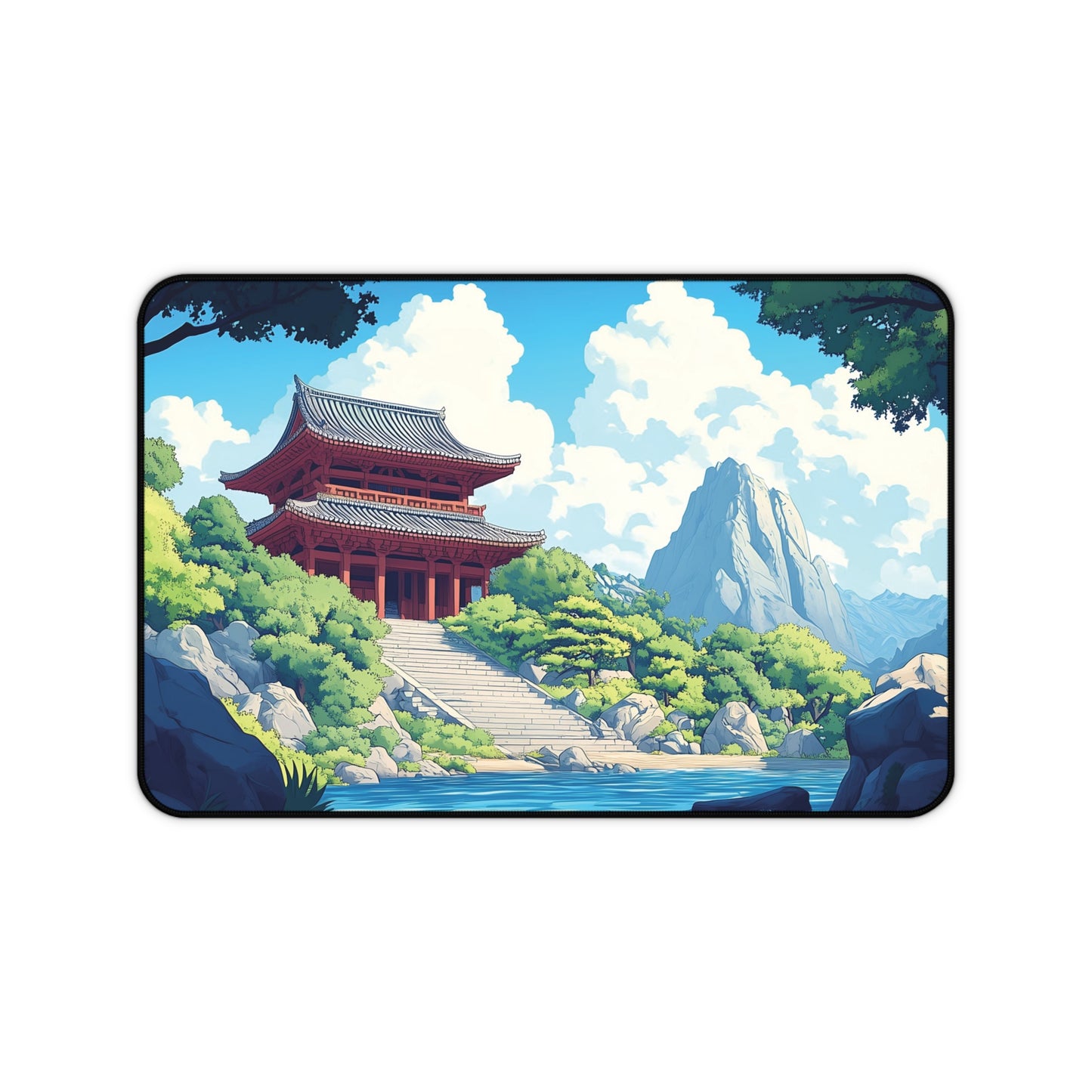 Japanese Temple Mouse Pad XL, Anime Style Desk Mat